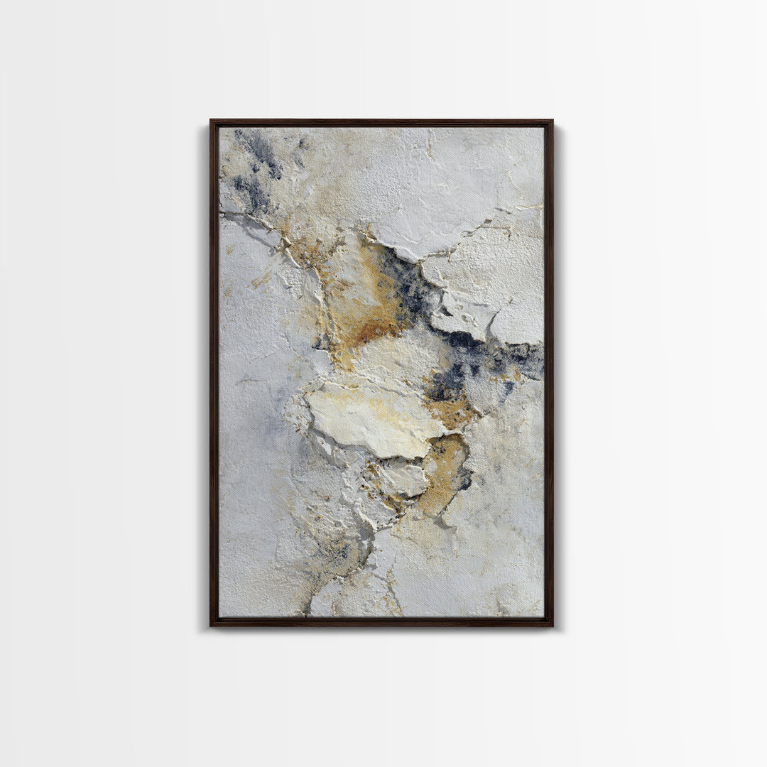Ivory White Plaster Texture Composition Canvas Print, Monochrome Art, Original Painting, Living Room Decor, Fine Art, Mono, MON-2x3-61