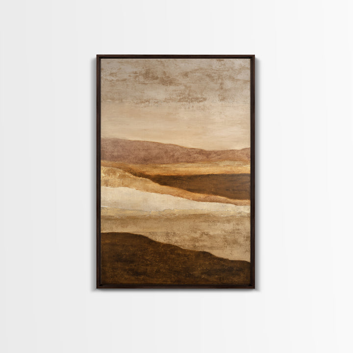 Warm Brown Desert Landscape Canvas Print, Monochrome Art, Digital Wall Art, Living Room Decor, Oil Painting, Mono, MON-2x3-65