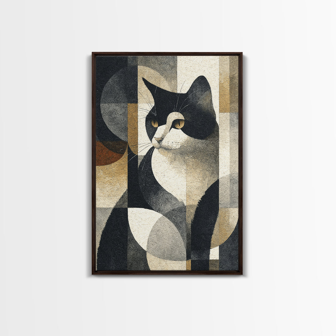Monochrome Cat Portrait Canvas Print, Monochrome Art, Art Print, Living Room Decor, Mono, Printable Art, Dark Academia Decor, MON-2x3-67
