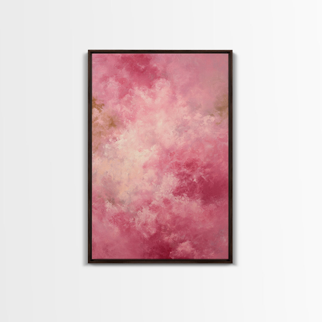 All Pink Cloudscape Framed Canvas Print, Monochrome Art, Mid Century Modern, Living Room Decor, Fine Art, Mono, Boho Wall Art, MON-2x3-68