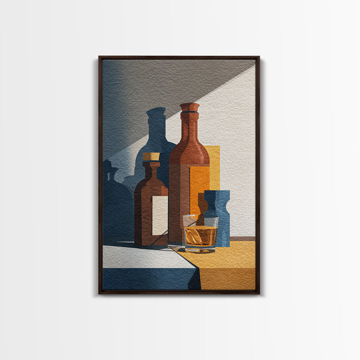 Brown Leather and Whiskey Still Life Canvas Print, Monochrome Art, Modern Wall Art, Living Room Decor, Fine Art, Mono, MON-2x3-7