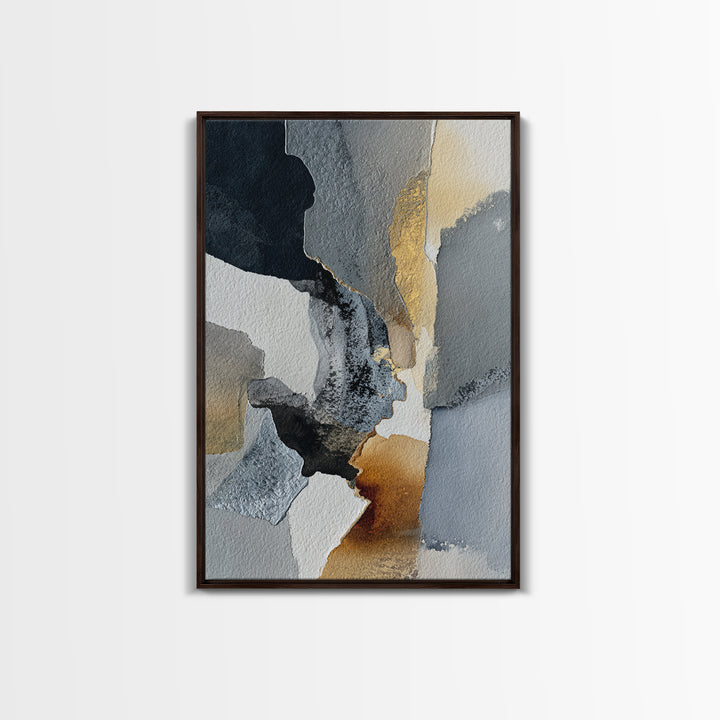 Black Ink Abstract Canvas Print, Monochrome Art, Digital Art, Living Room Decor, Fine Art, Mono, Dark Academia Decor, MON-2x3-86