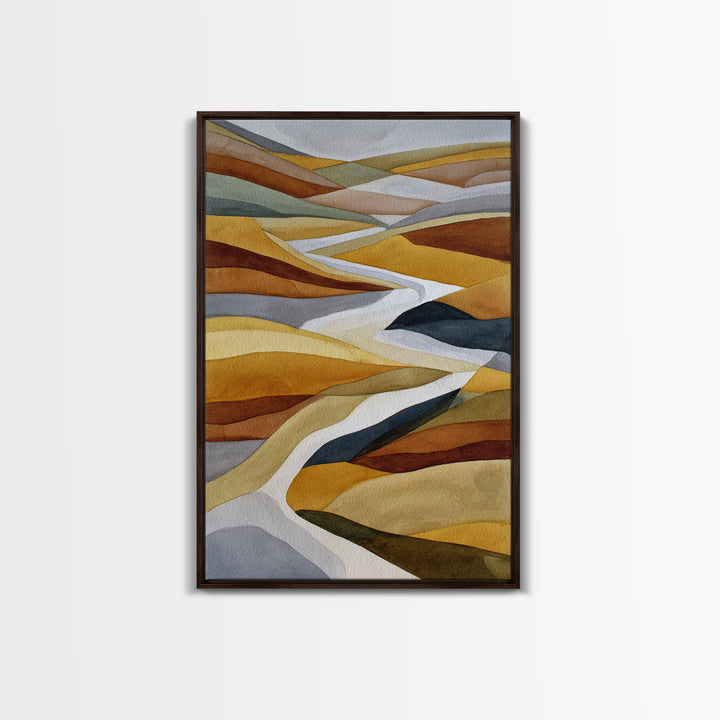 Warm Brown Desert Landscape Framed Canvas Print, Monochrome Art, Digital Print, Living Room Decor, Fine Art, Mono, Modern Art, MON-2x3-89