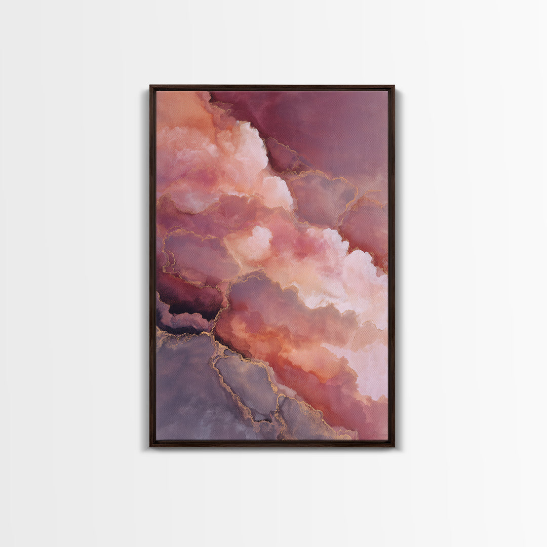 All Pink Cloudscape Framed Canvas Print, Monochrome Art, Gallery Decor, Living Room Decor, Abstract Art, Mono, Contemporary Art, MON-2x3-92