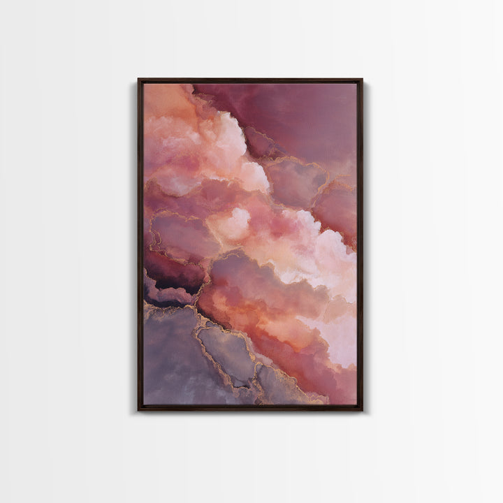 All Pink Cloudscape Framed Canvas Print, Monochrome Art, Gallery Decor, Living Room Decor, Abstract Art, Mono, Contemporary Art, MON-2x3-92