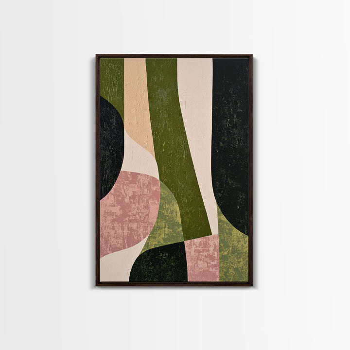Deep Green Forest Silhouette Study Framed Canvas Print, Monochrome Art, Large Wall Art, Living Room Decor, Fine Art, Mono, MON-2x3-93
