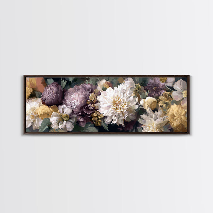 Monochrome Floral Bouquet Framed Canvas Print, Monochrome Art, Home Decor, Living Room Decor, Fine Art, Mono, Bedroom Decor, MON-3x1-10