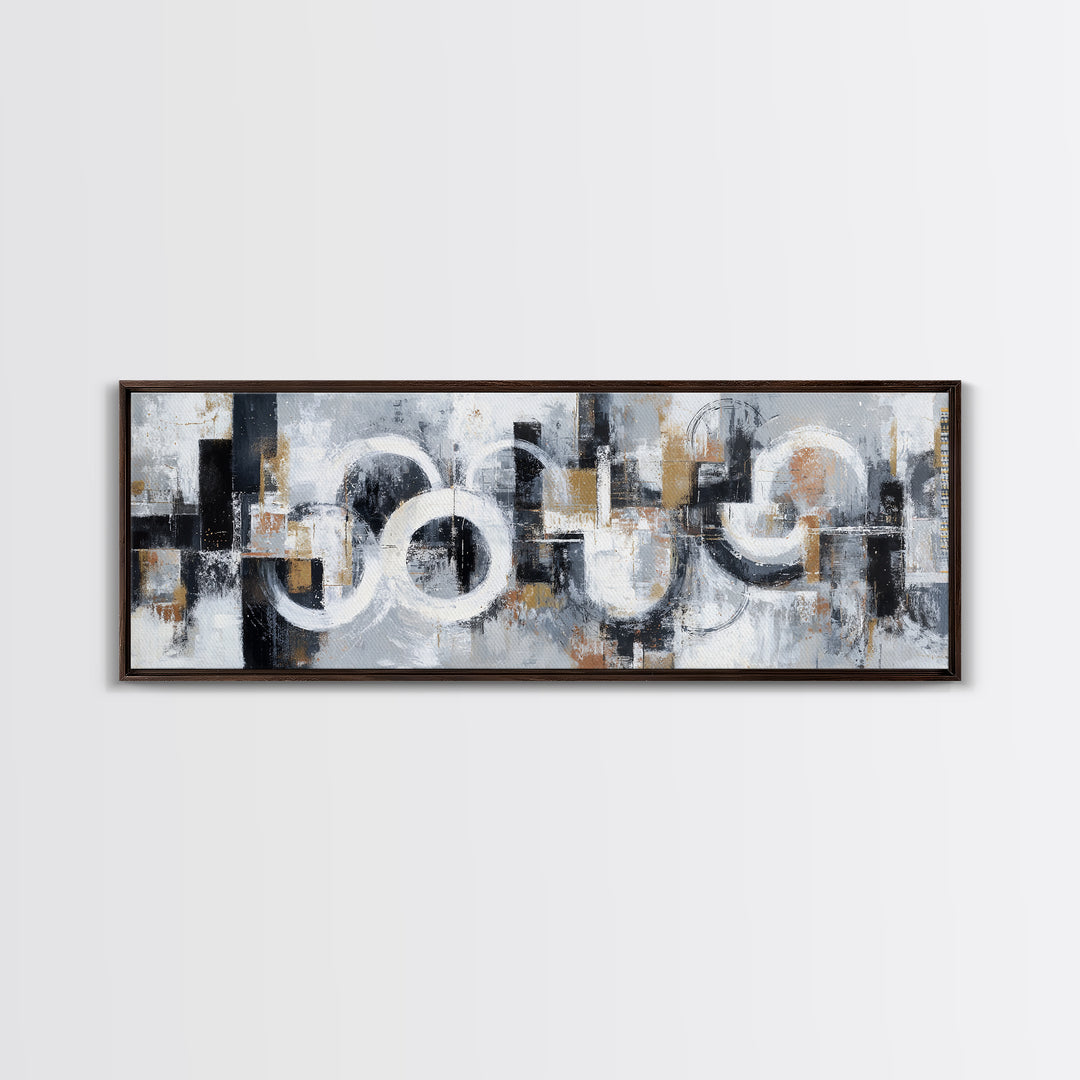 Black and White City Reflection Canvas Print, Monochrome Art, Large Wall Art, Living Room Decor, Mono, Modern Wall Art, MON-3x1-13