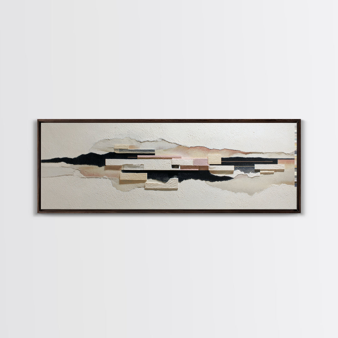 Cream on Cream Minimalist Forms Canvas Print, Monochrome Art, Moody Wall Art, Living Room Decor, Fine Art, Mono, MON-3x1-14