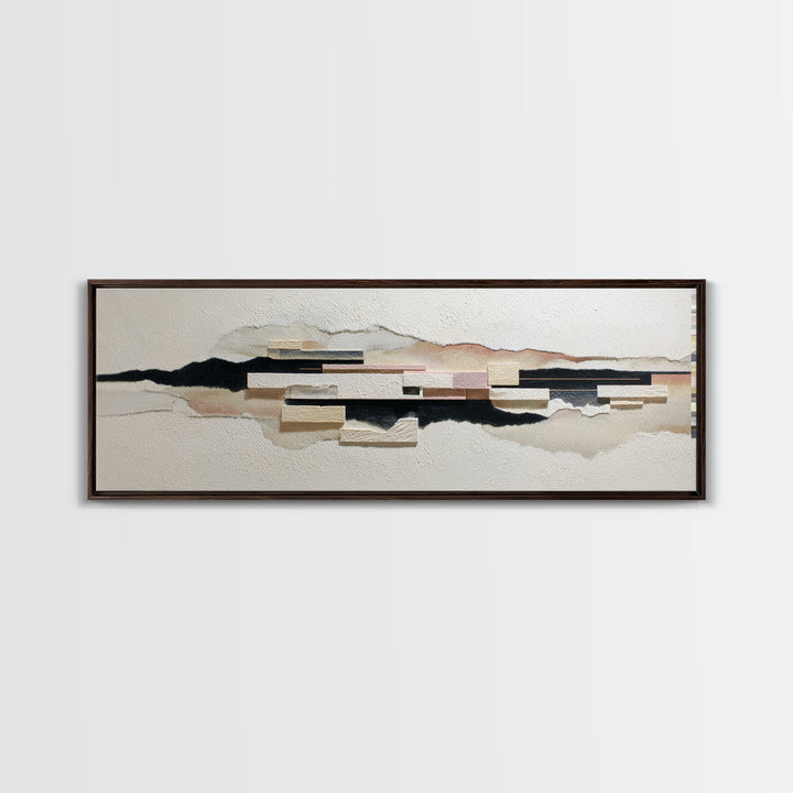 Cream on Cream Minimalist Forms Canvas Print, Monochrome Art, Moody Wall Art, Living Room Decor, Fine Art, Mono, MON-3x1-14