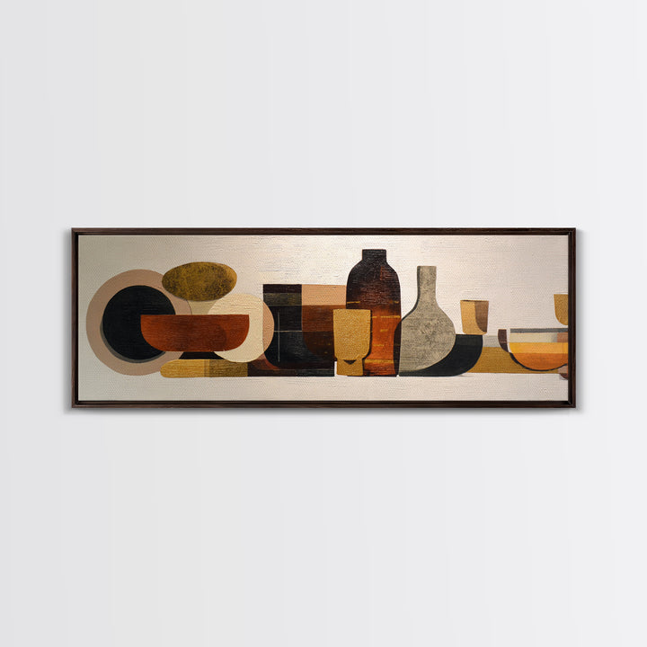 Brown Leather and Whiskey Still Life Framed Canvas Print, Monochrome Art, Modern Art, Living Room Decor, Fine Art, Mono, MON-3x1-15