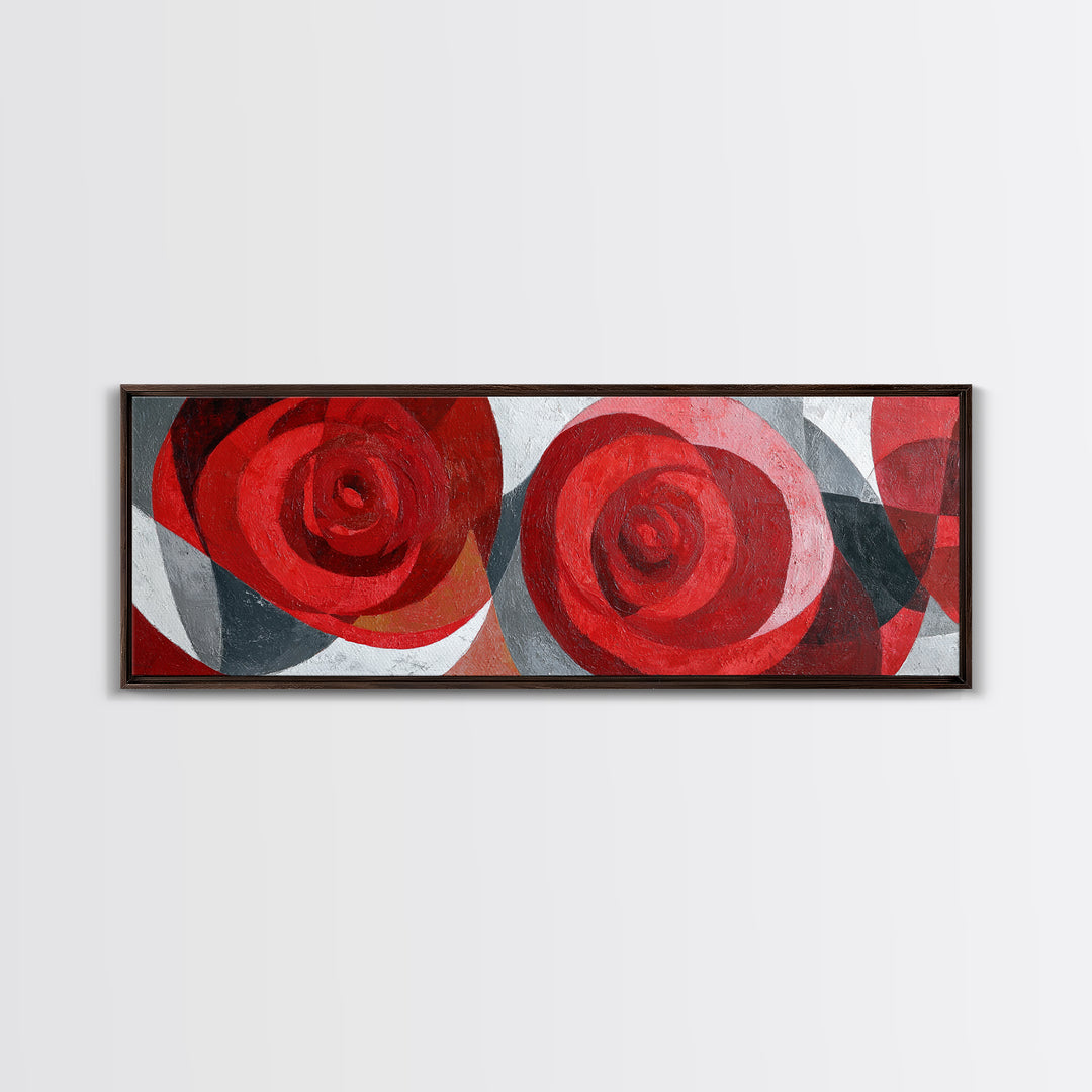 Single Red Rose Rendered Only Framed Canvas Print, Monochrome Art, Statement Artwork, Living Room Decor, Fine Art, Mono, MON-3x1-23