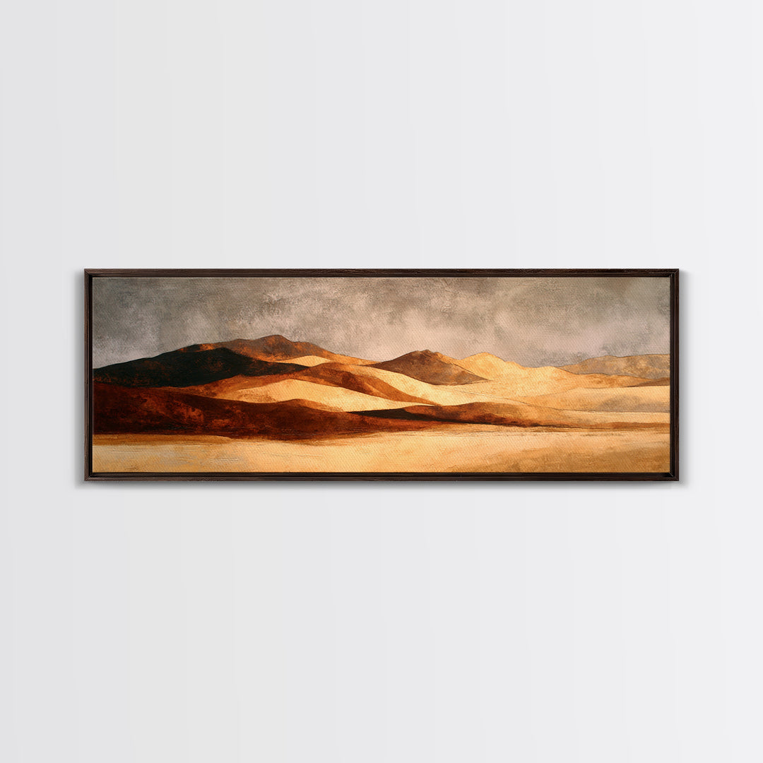 Warm Brown Desert Landscape Canvas Print, Monochrome Art, Dark Academia Decor, Living Room Decor, Fine Art, Mono, Wall Decor, MON-3x1-25
