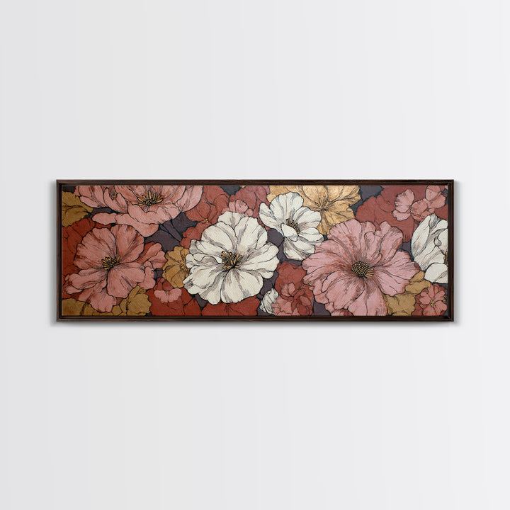 Monochrome Floral Bouquet Canvas Print, Monochrome Art, Printable Wall Art, Living Room Decor, Mono, Dark Academia Decor, MON-3x1-34