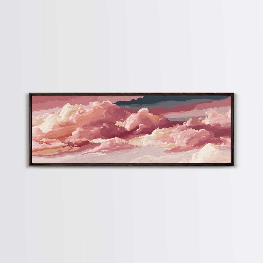 All Pink Cloudscape Canvas Print, Monochrome Art, Unique Wall Art, Living Room Decor, Watercolor Art, Mono, Fine Art Print, MON-3x1-4