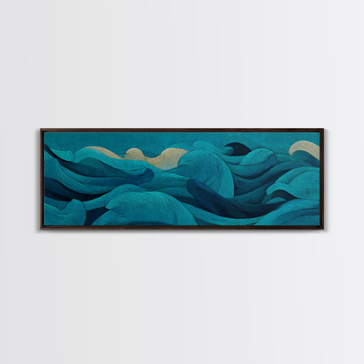 All Blue Ocean Abstraction Canvas Print, Monochrome Art, Modern Wall Art, Living Room Decor, Watercolor Art, Mono, MON-3x1-41