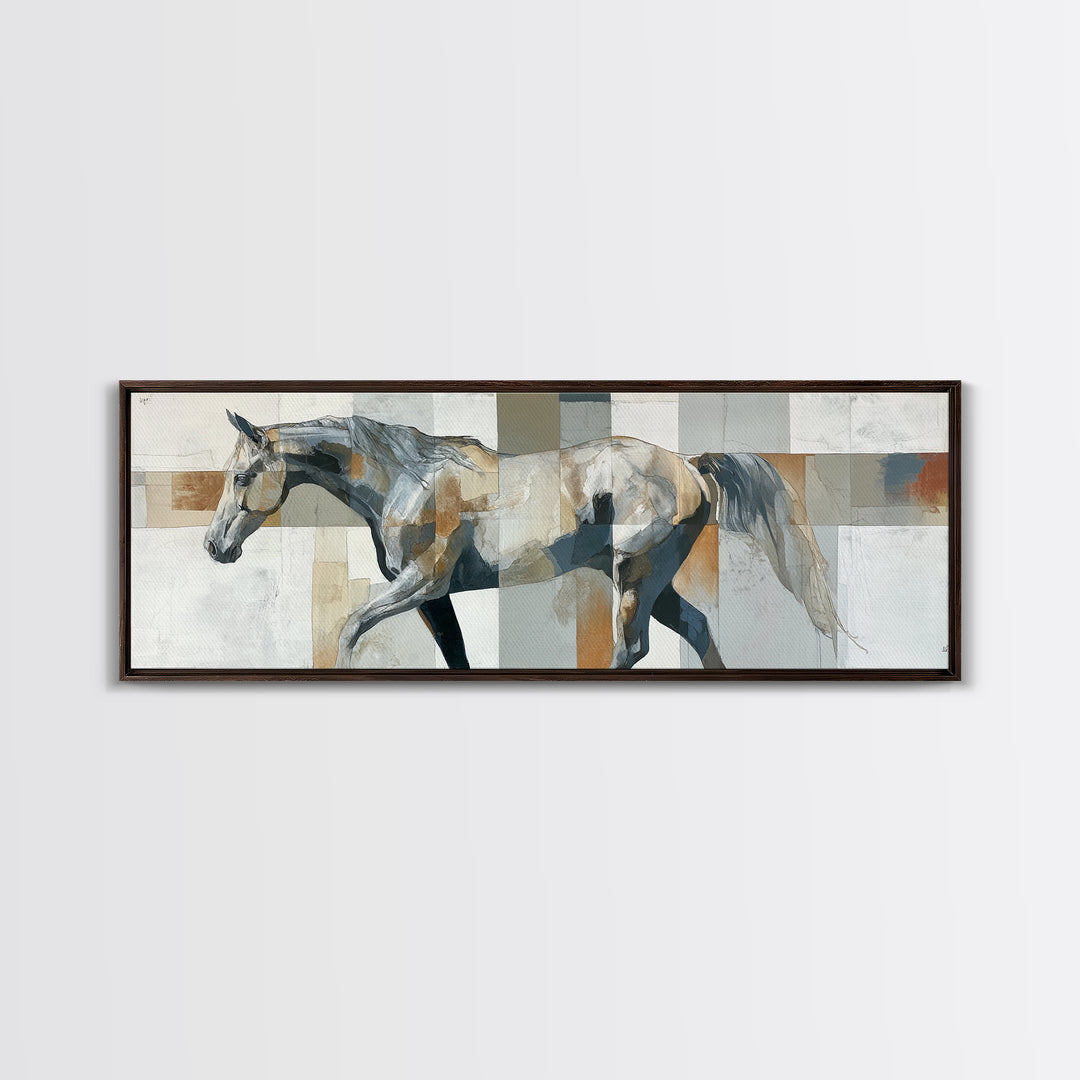 Sepia Horse Portrait Canvas Print, Monochrome Art, Textured Wall Art, Living Room Decor, Oil Painting, Mono, Wallpaper Mural, MON-3x1-42
