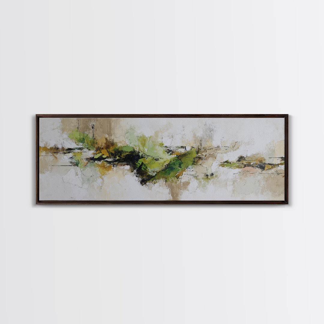 Green Botanical Study Canvas Print, Monochrome Art, Poster, Living Room Decor, Fine Art, Mono, Textured Wall Art, Digital Print, MON-3x1-43