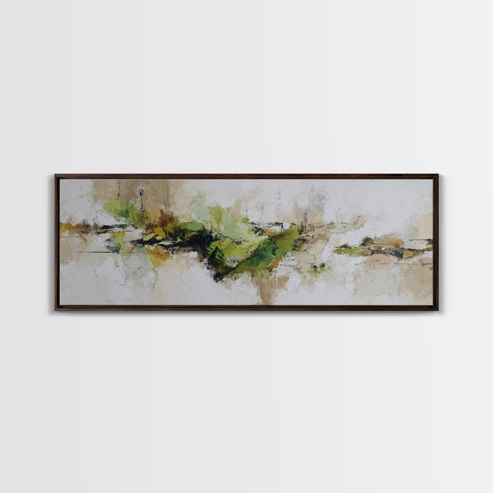 Green Botanical Study Canvas Print, Monochrome Art, Poster, Living Room Decor, Fine Art, Mono, Textured Wall Art, Digital Print, MON-3x1-43
