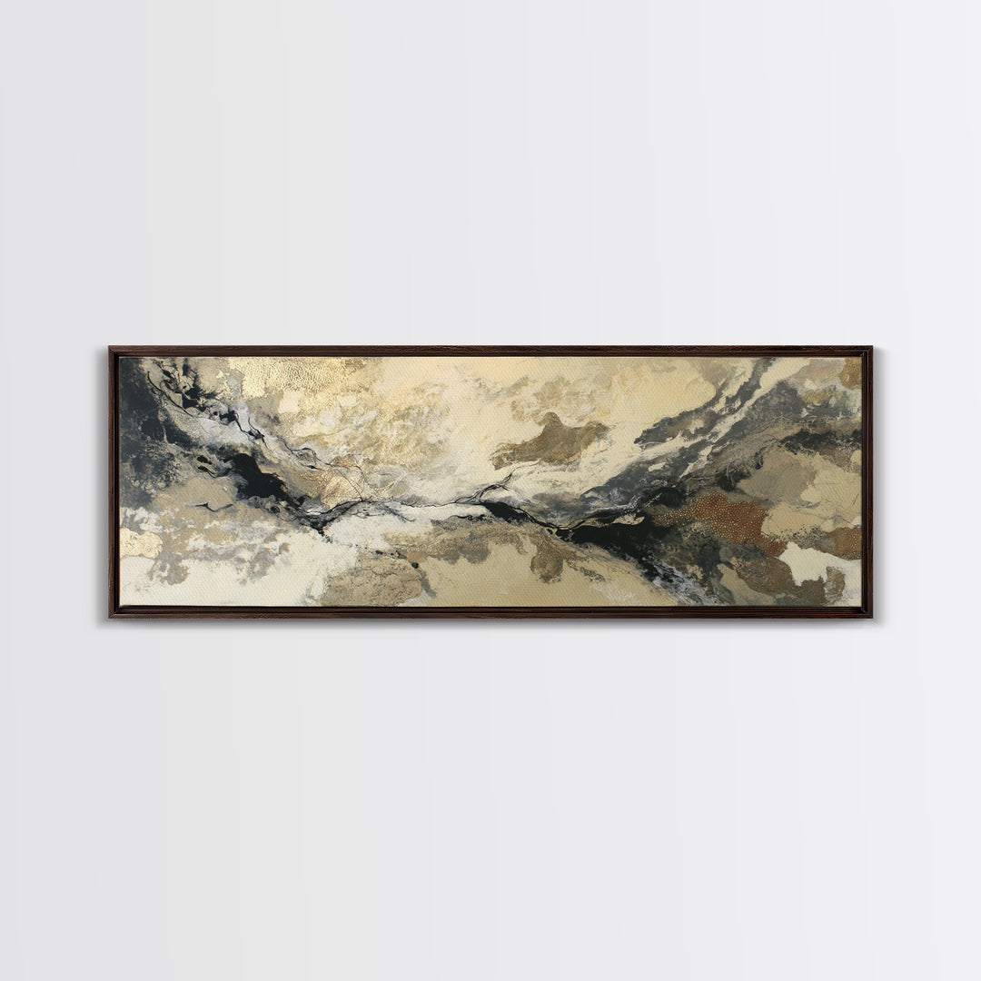 Silver Ocean Moonlight Scene Framed Canvas Print, Monochrome Art, Wall Art, Living Room Decor, Fine Art, Mono, Abstract Art, MON-3x1-59