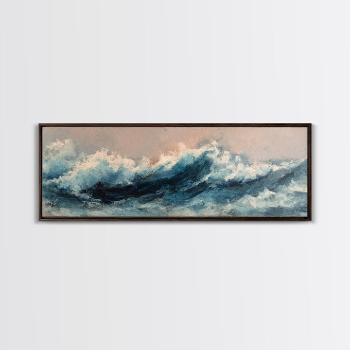 All Blue Ocean Abstraction Canvas Print, Monochrome Art, Modern Wall Art, Living Room Decor, Watercolor Art, Mono, MON-3x1-65