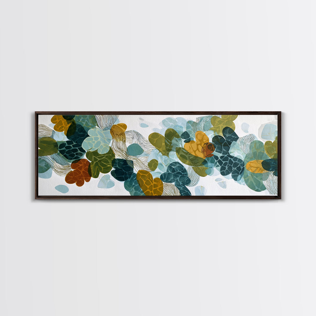 Green Botanical Study Framed Canvas Print, Monochrome Art, Mid Century Modern, Living Room Decor, Fine Art, Mono, Boho Wall Art, MON-3x1-67