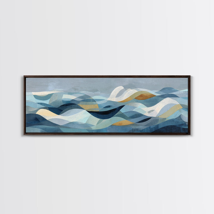 All Blue Ocean Abstraction Framed Canvas Print, Monochrome Art, Moody Wall Art, Living Room Decor, Fine Art, Mono, MON-3x1-89