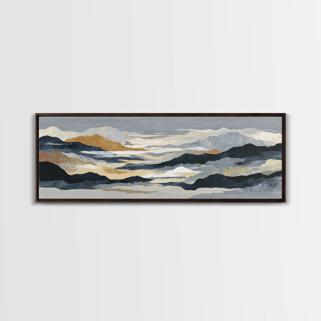 Charcoal Mountain Landscape Canvas Print, Monochrome Art, Art Print, Living Room Decor, Fine Art, Mono, Printable Art, MON-3x1-92
