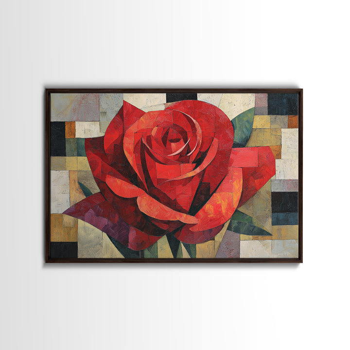Single Red Rose Rendered Only Canvas Print, Monochrome Art, Dopamine Decor, Living Room Decor, Fine Art, Mono, Modern Decor, MON-3x2-11