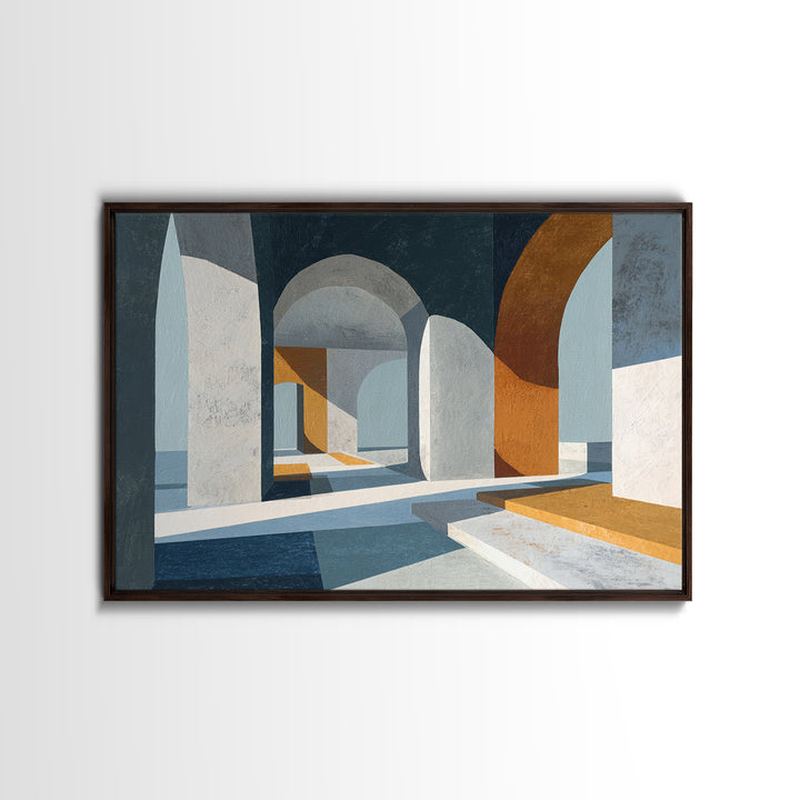 Gray Architectural Arch and Shadow Study Framed Canvas Print, Monochrome Art, Printable Wall Art, Living Room Decor, Mono, MON-3x2-14