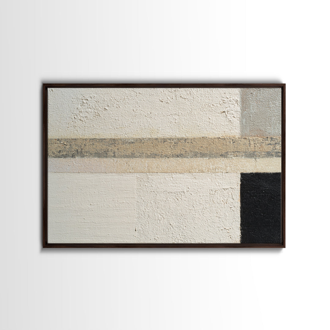 Cream on Cream Minimalist Forms Framed Canvas Print, Monochrome Art, Art Prints, Living Room Decor, Mono, Apartment Decor, MON-3x2-2