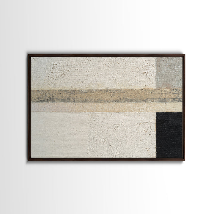 Cream on Cream Minimalist Forms Framed Canvas Print, Monochrome Art, Art Prints, Living Room Decor, Mono, Apartment Decor, MON-3x2-2