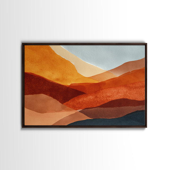 Burnt Orange Canyon Abstraction Framed Canvas Print, Monochrome Art, Textured Wall Art, Living Room Decor, Fine Art, Mono, MON-3x2-20
