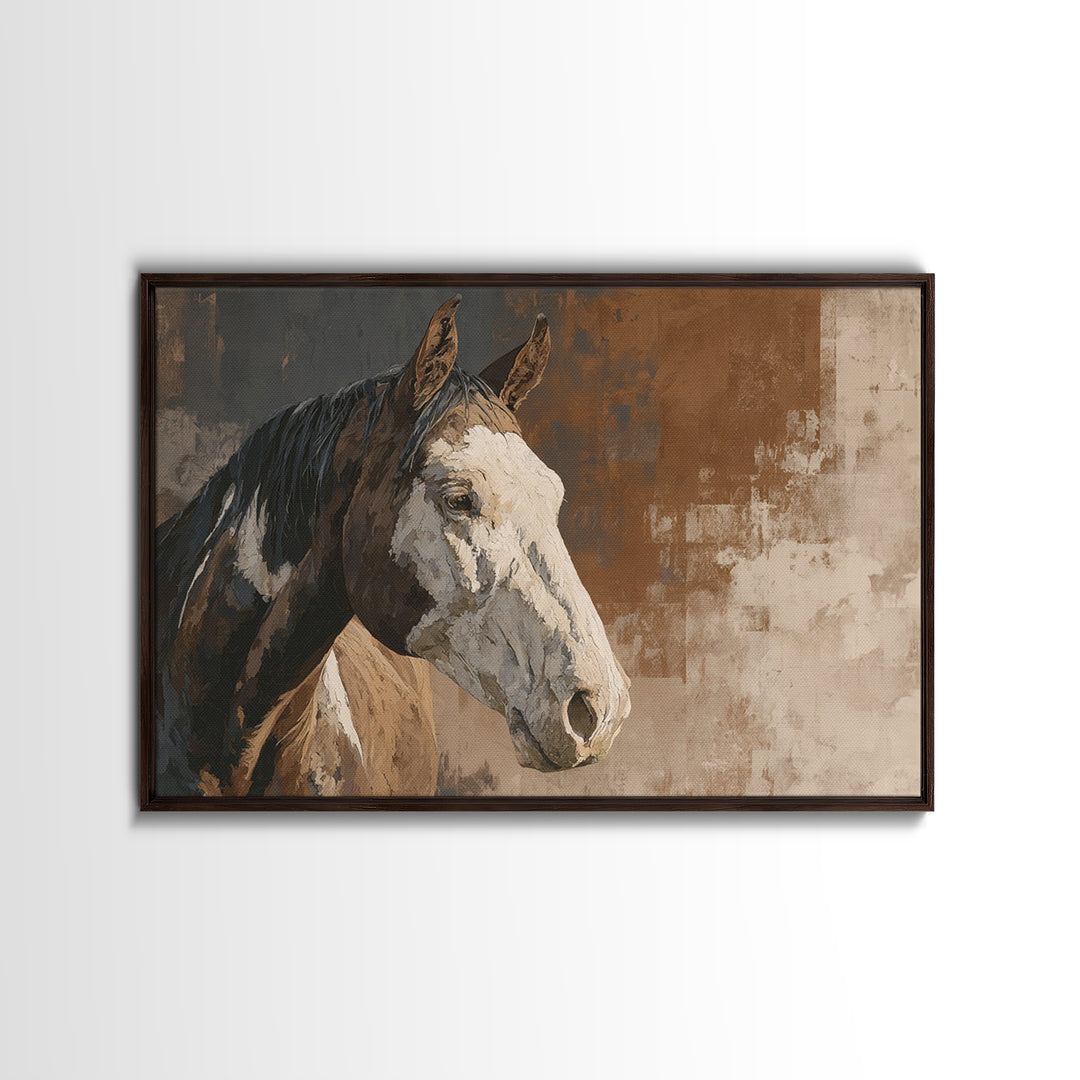 Sepia Horse Portrait Canvas Print, Monochrome Art, Apartment Decor, Living Room Decor, Fine Art, Mono, Moody Wall Art, MON-3x2-30