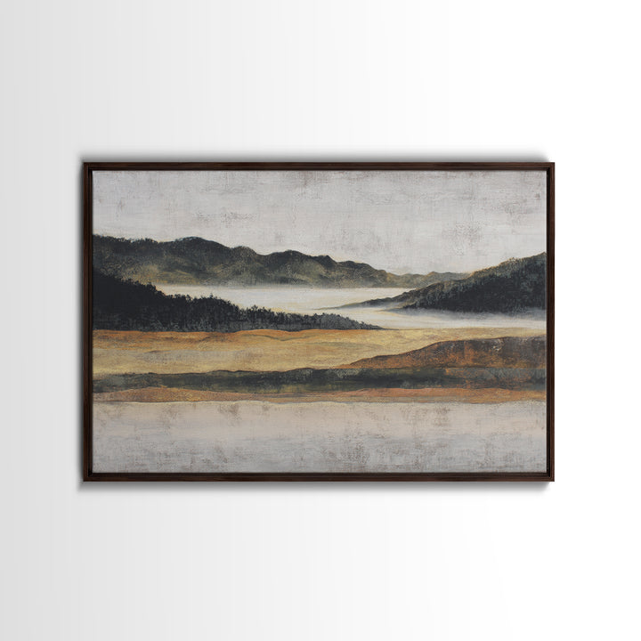 Charcoal Mountain Landscape Canvas Print, Monochrome Art, Printable Art, Living Room Decor, Oil Painting, Mono, MON-3x2-32