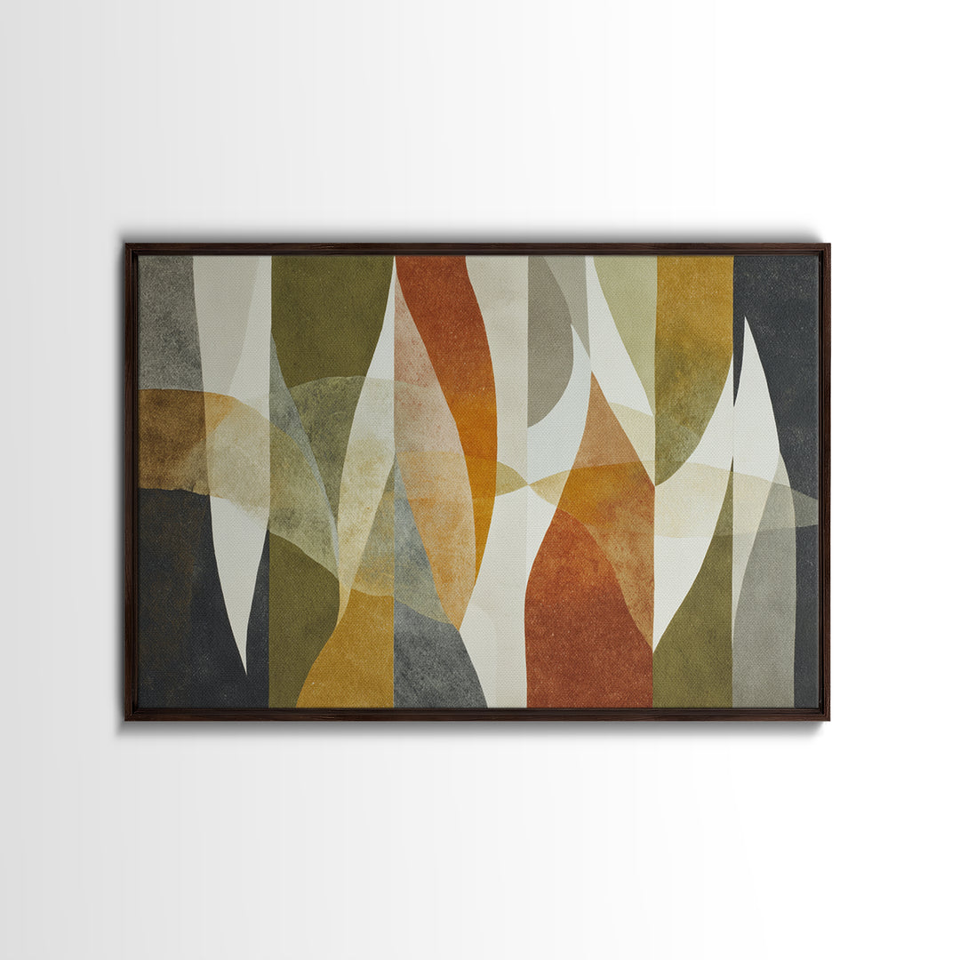 Olive Green Abstract Leaf Pattern Canvas Print, Monochrome Art, Dopamine Decor, Living Room Decor, Fine Art, Mono, Modern Decor, MON-3x2-48