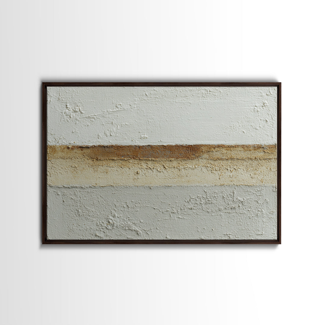 Cream on Cream Minimalist Forms Framed Canvas Print, Monochrome Art, Digital Print, Living Room Decor, Oil Painting, Mono, MON-3x2-50