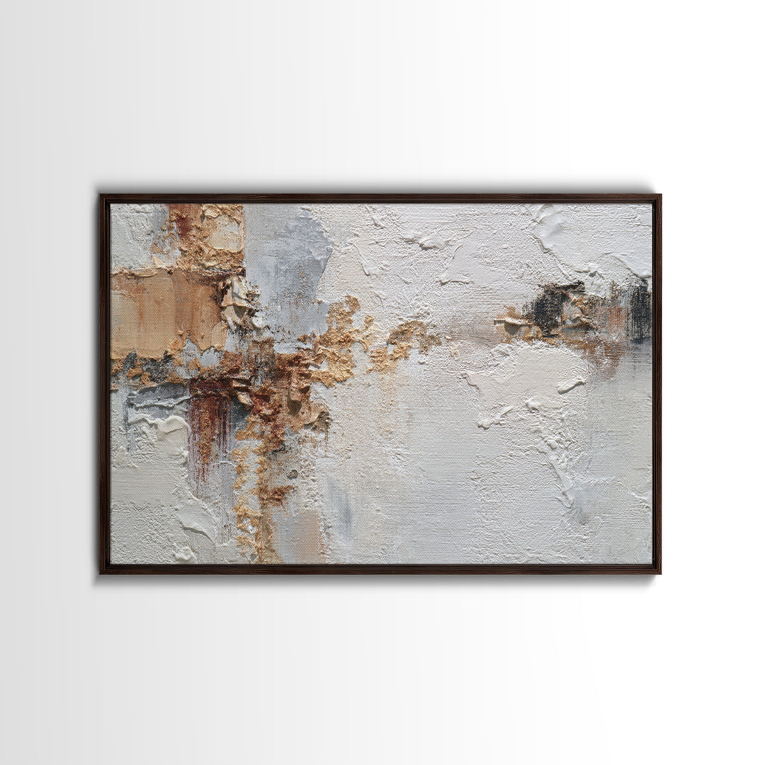 Ivory White Plaster Texture Composition Canvas Print, Monochrome Art, Boho Wall Art, Living Room Decor, Fine Art, Mono, MON-3x2-57