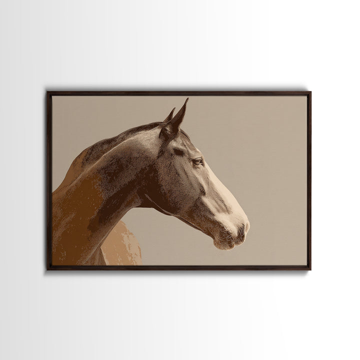 Sepia Horse Portrait Framed Canvas Print, Monochrome Art, Large Wall Art, Living Room Decor, Fine Art, Mono, Modern Wall Art, MON-3x2-6