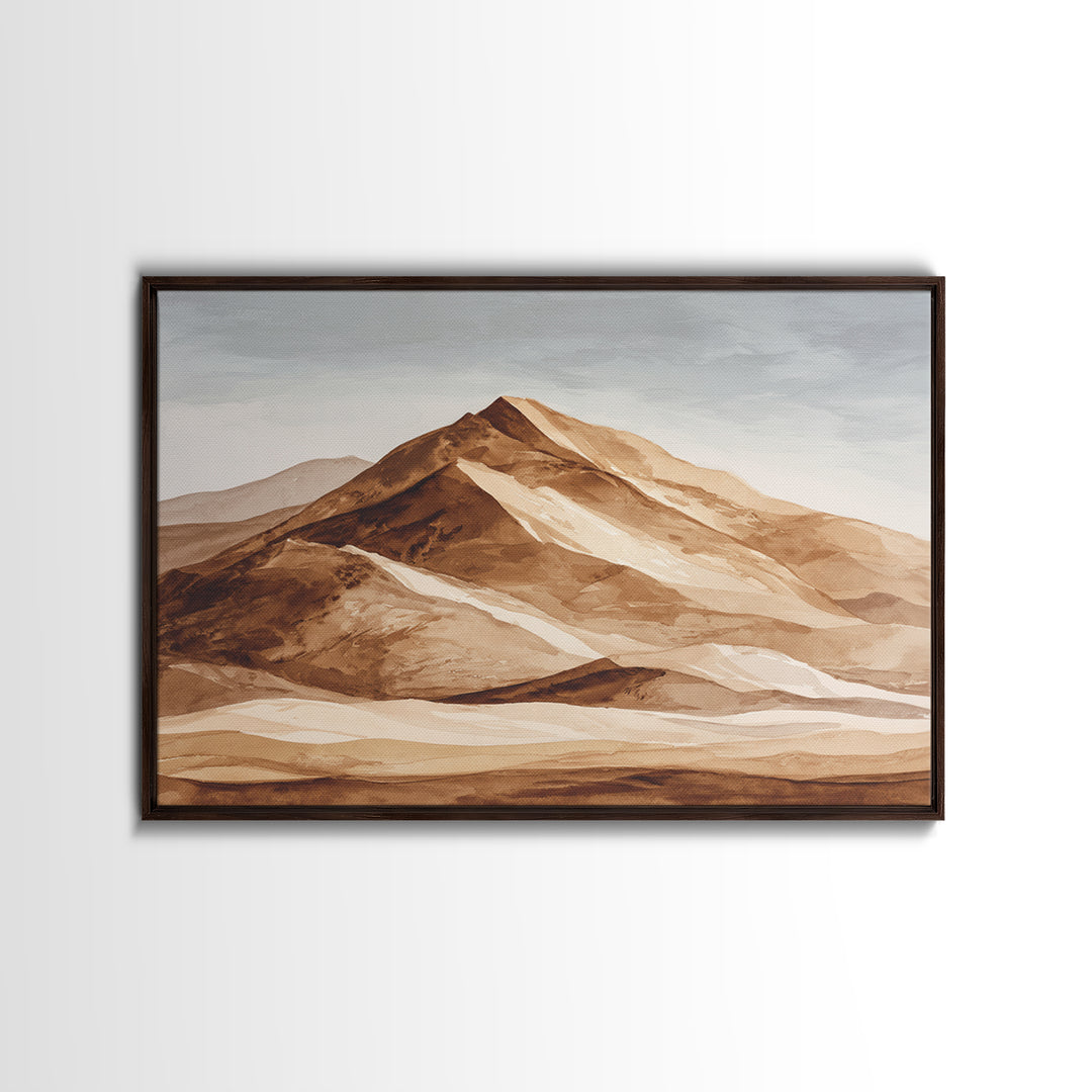 Warm Brown Desert Landscape Canvas Print, Monochrome Art, Dopamine Decor, Living Room Decor, Fine Art, Mono, Modern Decor, MON-3x2-61
