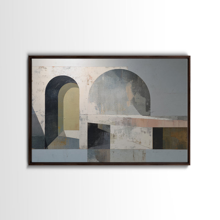 Gray Architectural Arch and Shadow Study Canvas Print, Monochrome Art, Abstract Art, Living Room Decor, Fine Art, Mono, MON-3x2-62