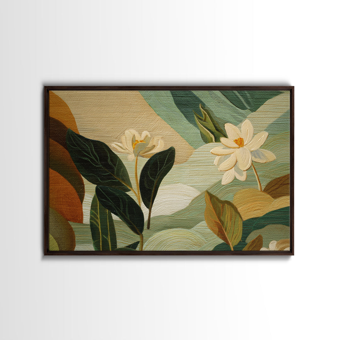 Green Botanical Study Framed Canvas Print, Monochrome Art, Home Decor, Living Room Decor, Fine Art, Mono, Bedroom Decor, MON-3x2-7