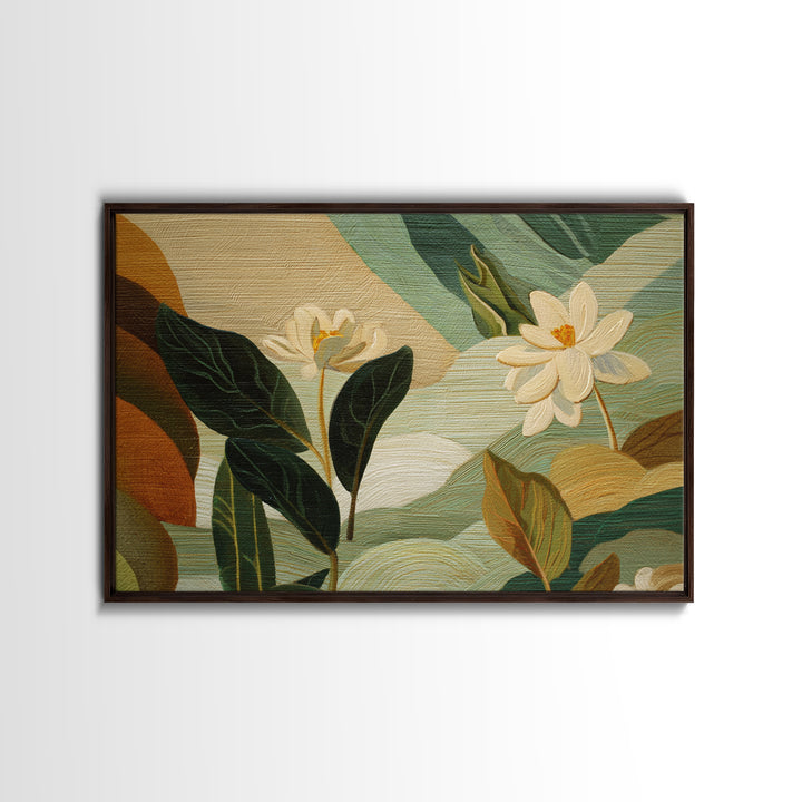 Green Botanical Study Framed Canvas Print, Monochrome Art, Home Decor, Living Room Decor, Fine Art, Mono, Bedroom Decor, MON-3x2-7