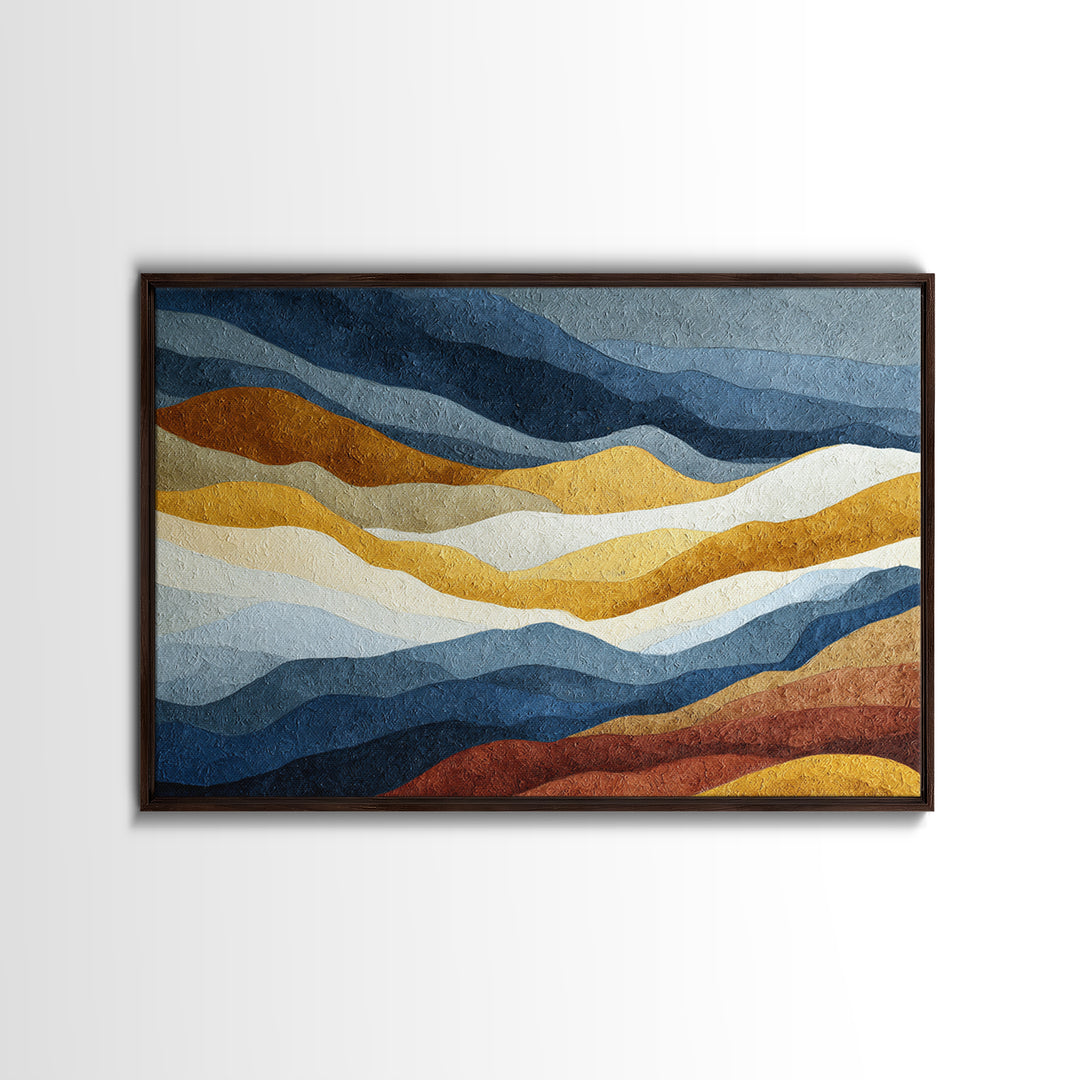 Blue Mountain Ridge Layers Canvas Print, Monochrome Art, Modern Art, Living Room Decor, Fine Art, Mono, Textured Painting, MON-3x2-76