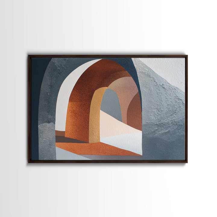 Gray Architectural Arch and Shadow Study Framed Canvas Print, Monochrome Art, Living Room Decor, Fine Art, Mono, Gallery Decor, MON-3x2-86