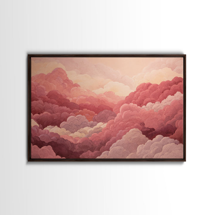 All Pink Cloudscape Canvas Print, Monochrome Art, Boho Decor, Living Room Decor, Fine Art, Mono, Art Print, Digital Art, MON-3x2-88