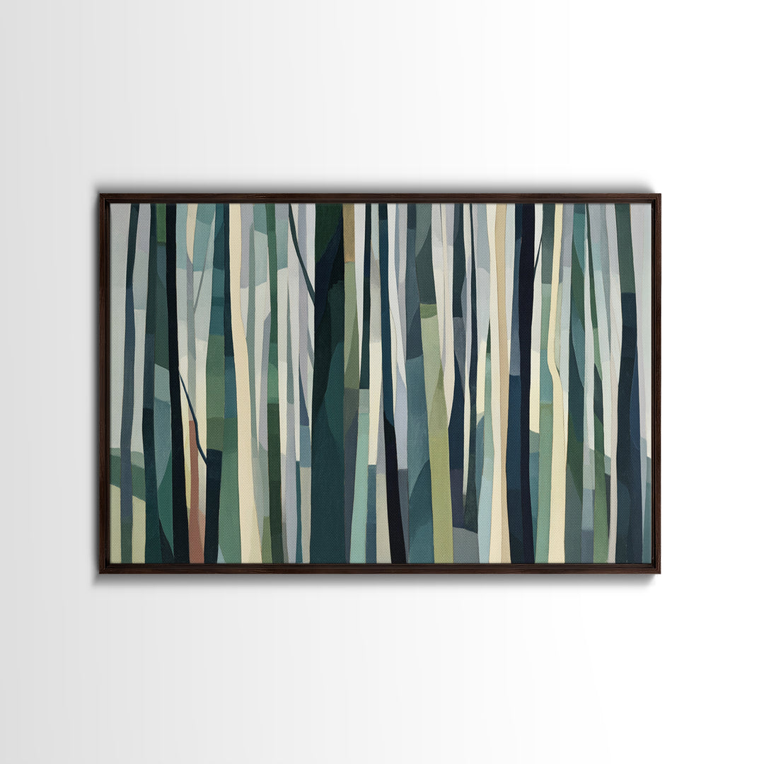 Deep Green Forest Silhouette Study Canvas Print, Monochrome Art, Modern Art, Living Room Decor, Fine Art, Mono, MON-3x2-89
