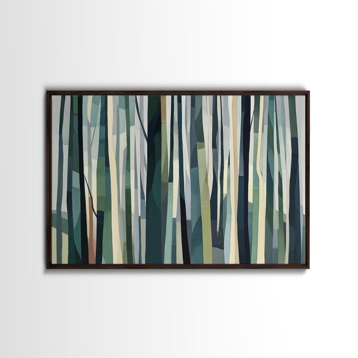 Deep Green Forest Silhouette Study Canvas Print, Monochrome Art, Modern Art, Living Room Decor, Fine Art, Mono, MON-3x2-89