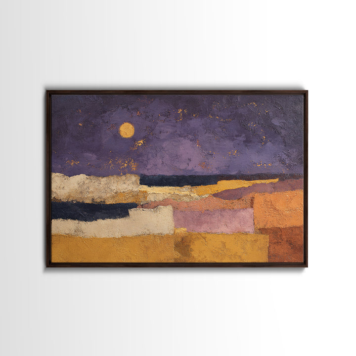 Purple Night Sky Framed Canvas Print, Monochrome Art, Poster, Living Room Decor, Oil Painting, Mono, Textured Wall Art, MON-3x2-91