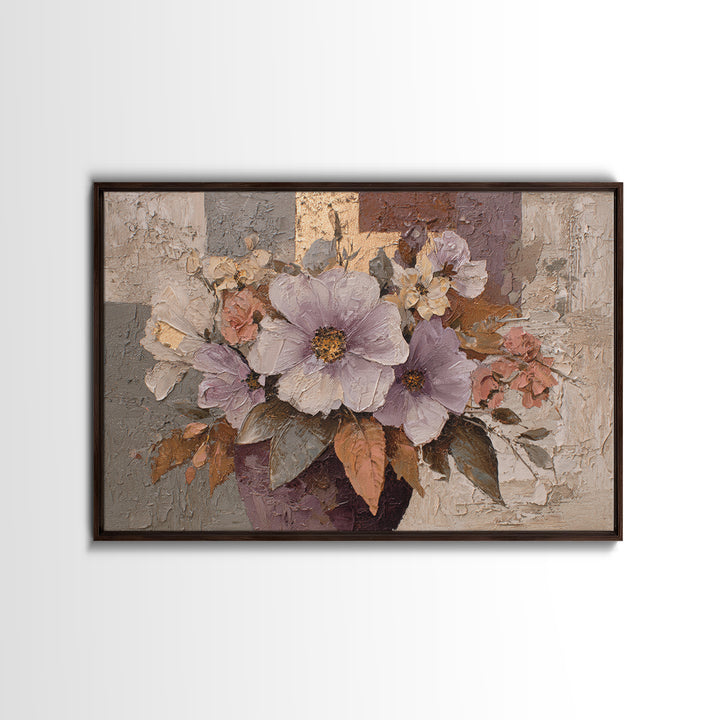 Monochrome Floral Bouquet Canvas Print, Monochrome Art, Boho Wall Art, Living Room Decor, Fine Art, Mono, Neutral Decor, MON-3x2-94